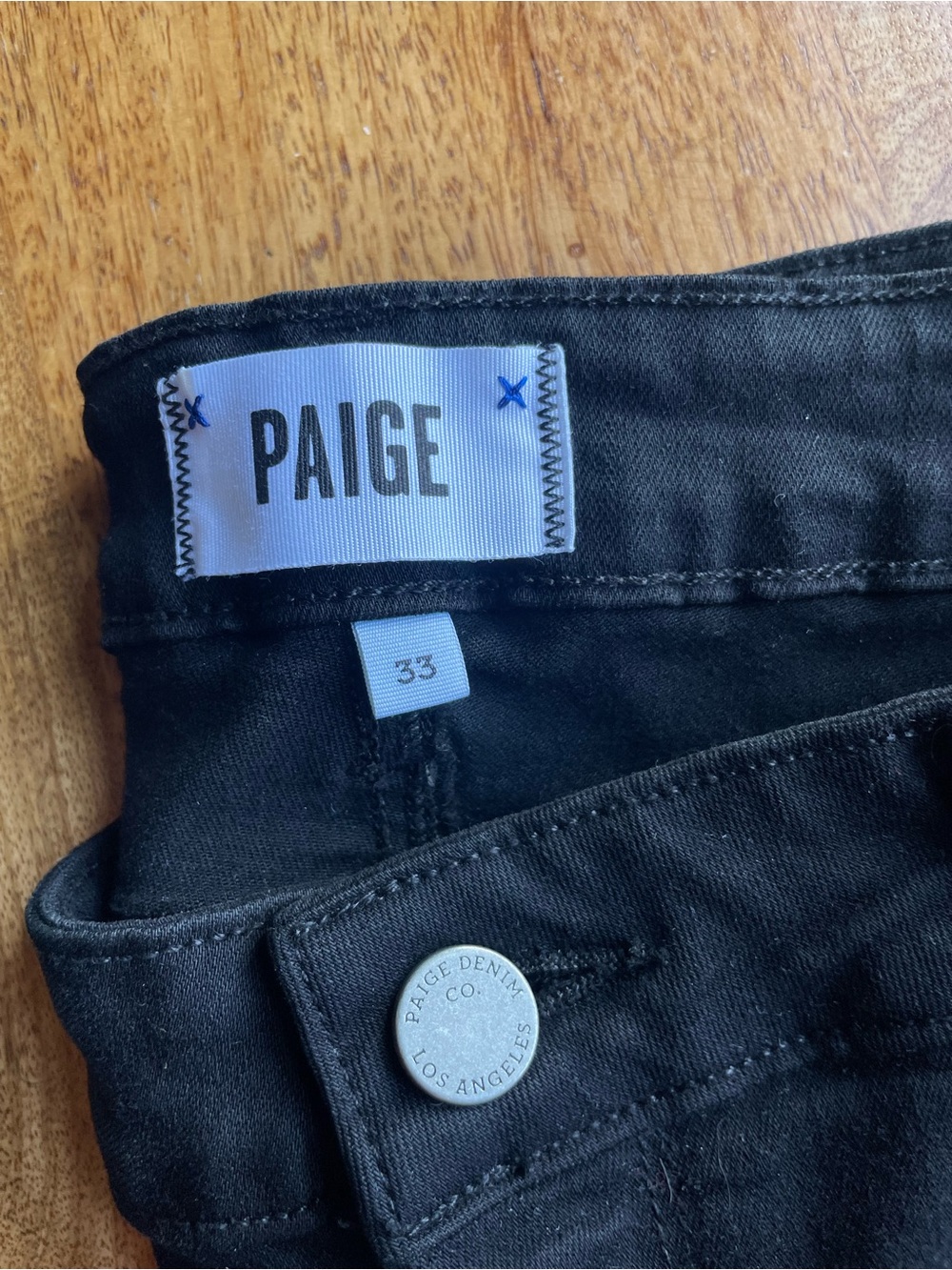 PAIGE Jeans Black Verdugo Ankle High-Rise Denim Pants Size 33 - Picture 3 of 5